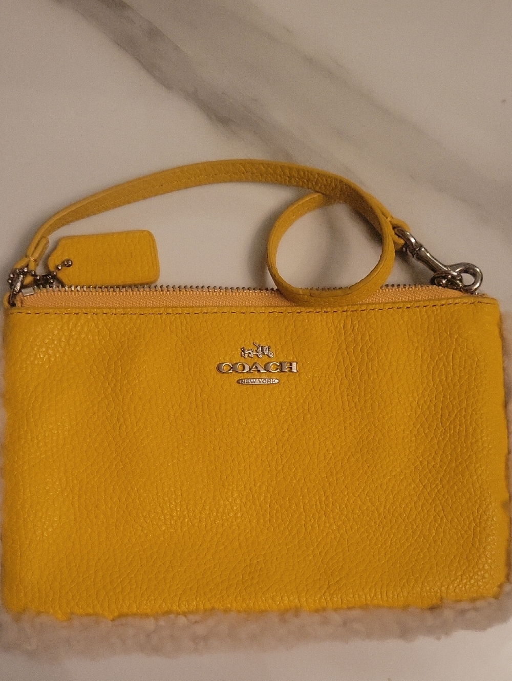 COACH Wristlet Mustard Color  Leather Wristlet